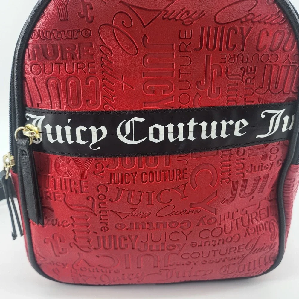 Juicy Couture Red Backpack Ours Zips Say It All‎ Back Pack Travel Bag Purse